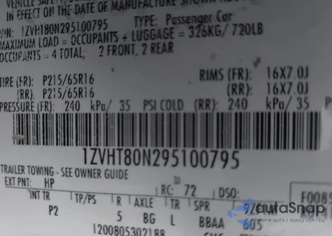 2009 Ford Mustang V6/V6 Premium из США, поврежденный, VIN 1ZVHT80N295100795